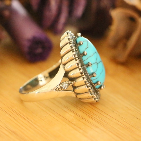 Turkish style Jewelry - Natural Turquoise Sterling Silver Hurrem Sultan